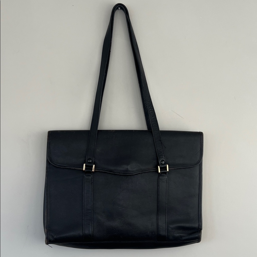 Charter Club Classic Black Leather Shoulder Tote Briefcases